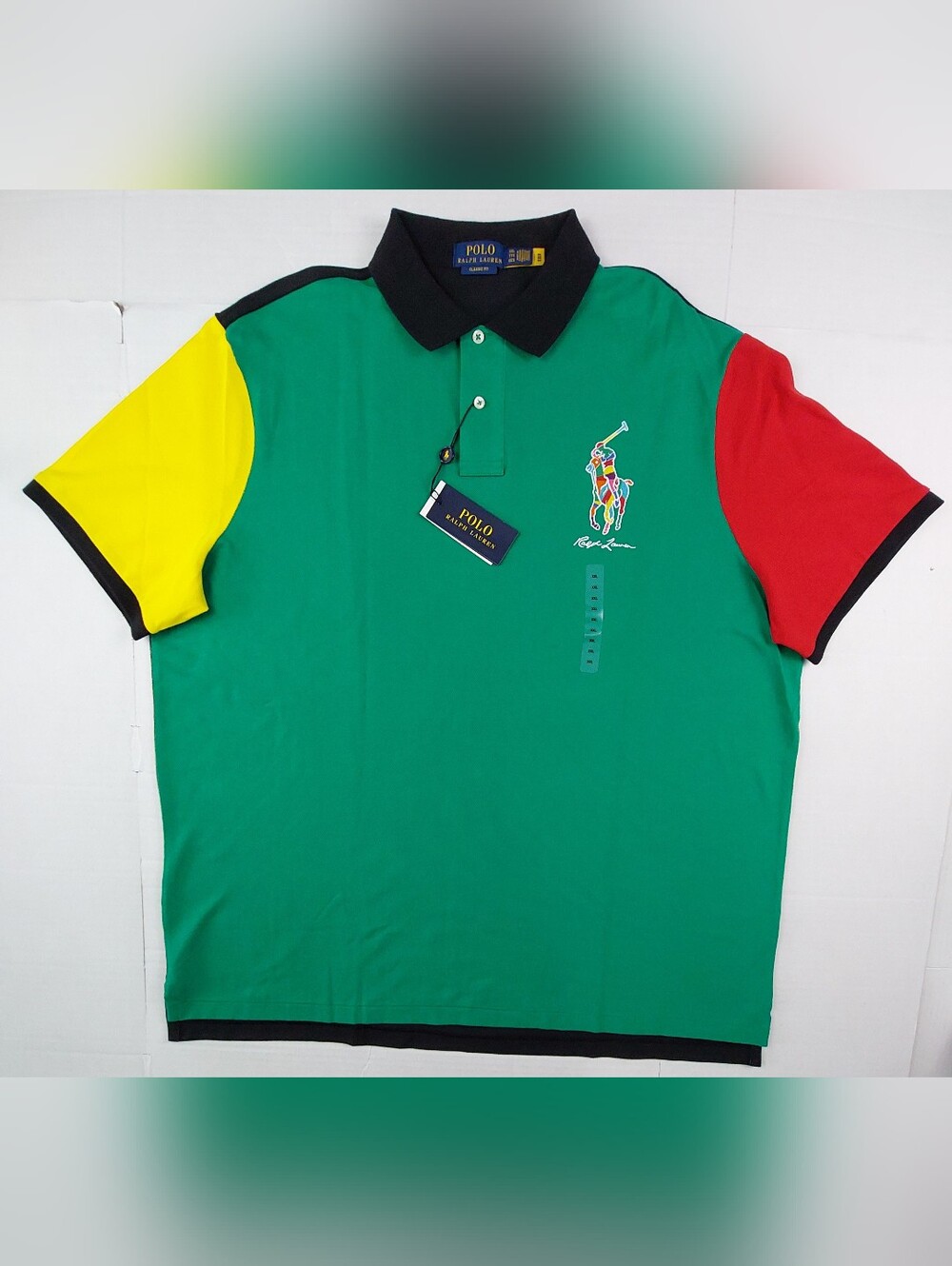 Polo Ralph Lauren Colorblock Polo Mens XXL 2XL Multicolored Big Pony NWT $138.00